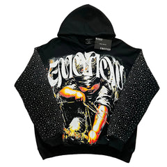 MIXED EMOTION Rhinestone‑Sleeve Angel Hoodie