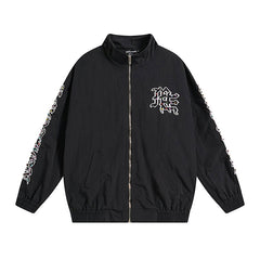 MIXED EMOTION Rhinestone Letter Track Jacket
