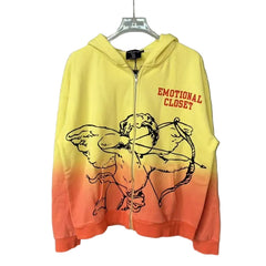 MIXED EMOTION Gradient Cupid Zip‑Up Hoodie