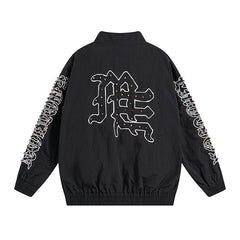 MIXED EMOTION Rhinestone Letter Track Jacket