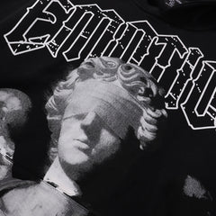 Mixed Emotion Statue‑Graphic Hoodie