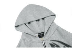 MIXED EMOTION Gothic Letter Zip‑Up Hoodie