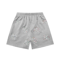 MIXED EMOTION Gothic Letter Rhinestone Shorts