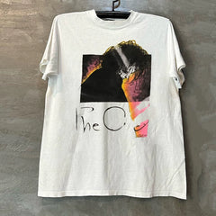 The Cure Band Character Cotton Printed Short Sleeve Vintage High Street Trendy Rascal Texture Couple Tee Shirt