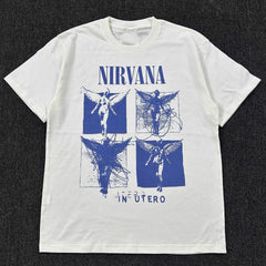 Nirvana涅槃天使乐队专辑封面短袖T恤post-punk美式重磅圆领潮tee