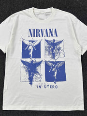 Nirvana涅槃天使乐队专辑封面短袖T恤post-punk美式重磅圆领潮tee