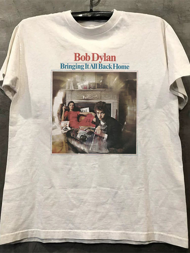 Bob Dylan Shoulder Loose Retro American Street Cotton Round Neck Rock Band Short Sleeve T-shirt