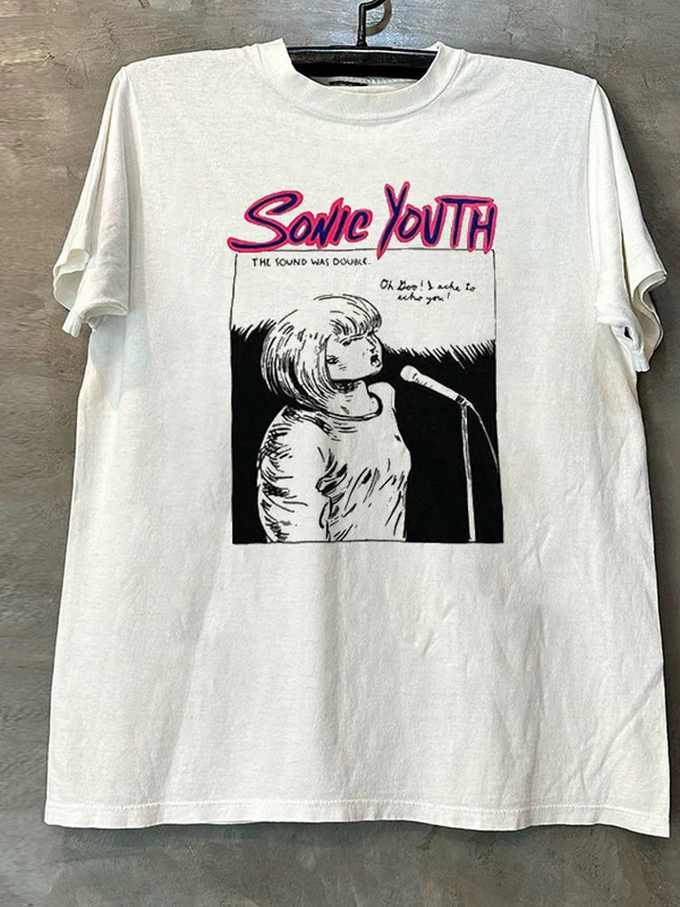 Sonic Youth音速青年朋克摇滚乐队短袖T恤男女FOG高街半袖情侣装