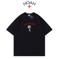 NOAH BWCJ small logo cross simple casual summer trendy brand couple heavyweight pure cotton short sleeved T-shirt for men and women (5)