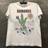 Ramones Retro American Street VTG Shoulder Loose Cotton Round Neck Rock Short Sleeve T-shirt