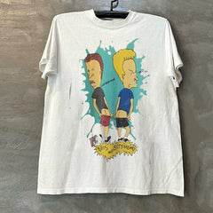 Beavis and Buthead slim and big head egg classic anime loose vibe high street style short-sleeved T-shirt
