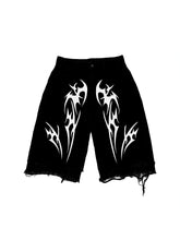 AONE4SURExBSSHTWASIL co created original embroidered LOGO street black distressed denim cropped pants