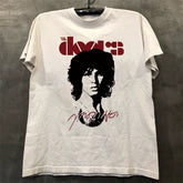The Doors Band Blue Rock Short Sleeve T-shirt Hiphop American Street Portrait Trendy Brand Half Sleeve Male