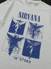 Nirvana涅槃天使乐队专辑封面短袖T恤post-punk美式重磅圆领潮tee