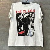 The Clash Rock Band Short Sleeve T-shirt Vibe High Street Portrait American Small Collar Rascal Handsome Half Sleeve Male