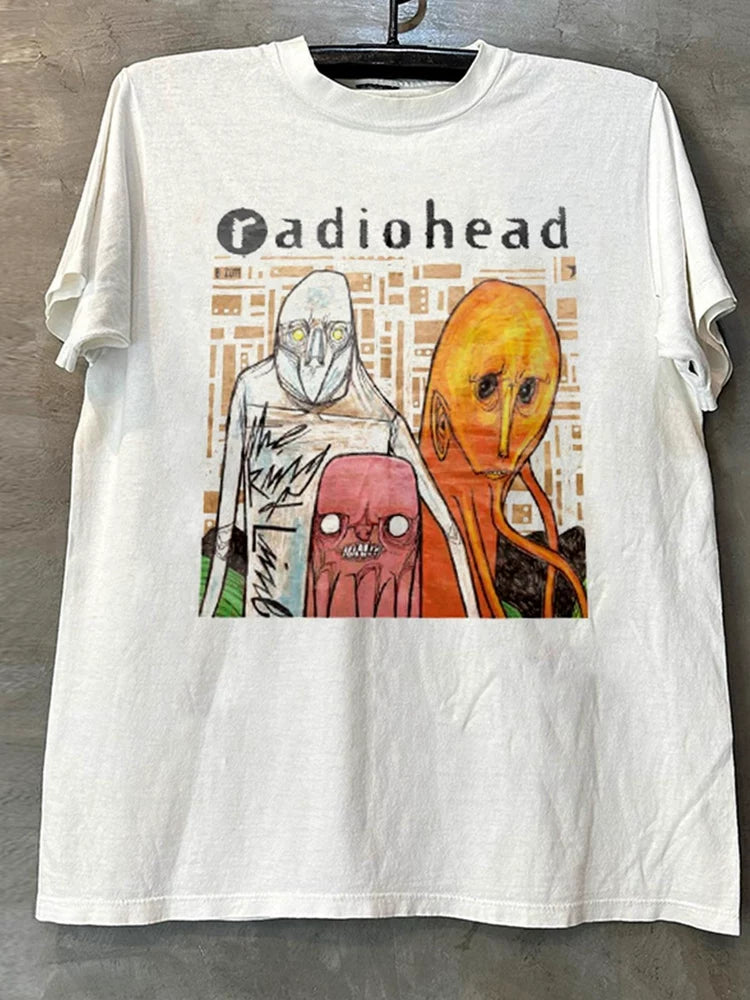 Radiohead Rock Band Trendy Brand Short Sleeve T-shirt FOG American High Street Small Collar Half Sleeve Male