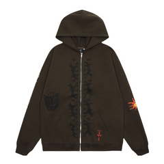Travis Scott Graphic Zip‑Up Hoodie