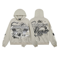 MIXED EMOTION Hate Or Love Graphic Hoodie