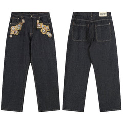Derschutze Ornate Patch Baggy Jeans