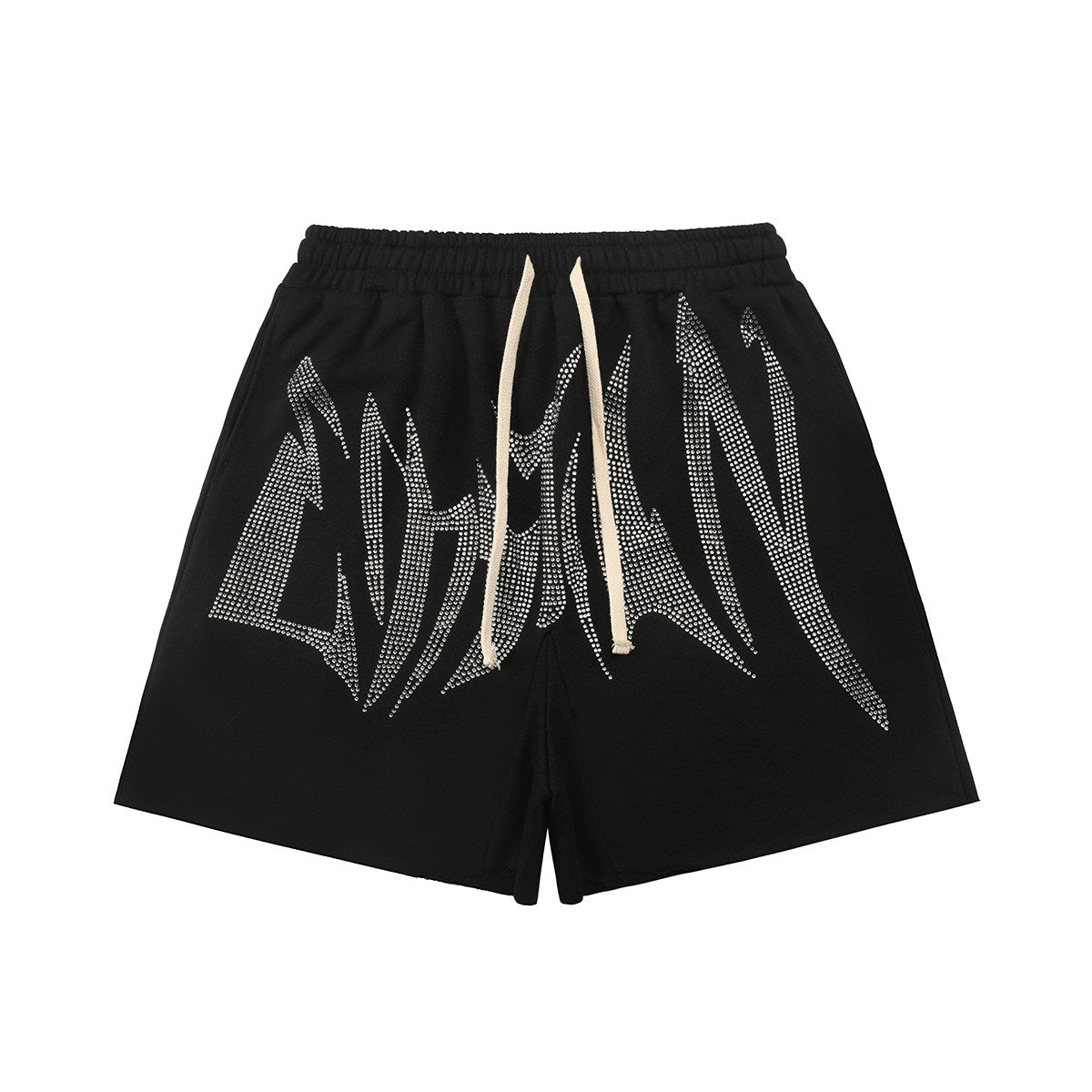 MIXED EMOTION Rhinestone Gothic Sweat Shorts