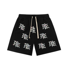 MIXED EMOTION Gothic Letter Rhinestone Shorts