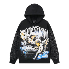 MIXED EMOTION Angel Rhinestone Hoodie