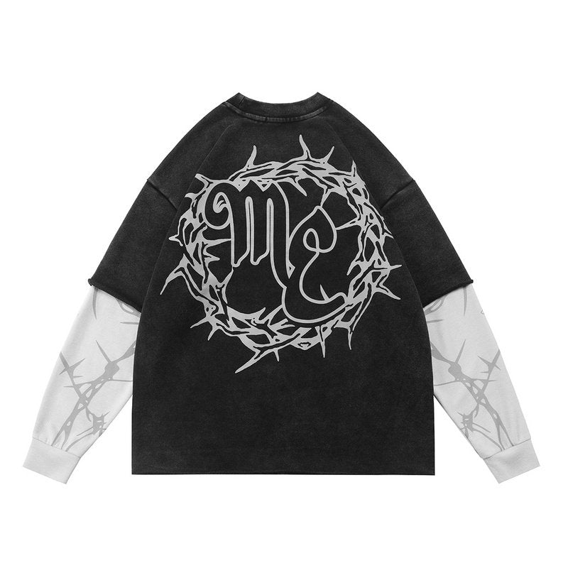 MIXED EMOTION Thorn‑Crown Fake Two‑Piece Top