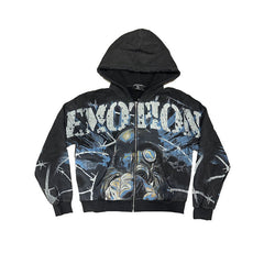 MIXED EMOTION Barbed‑Wire Full‑Zip Hoodie