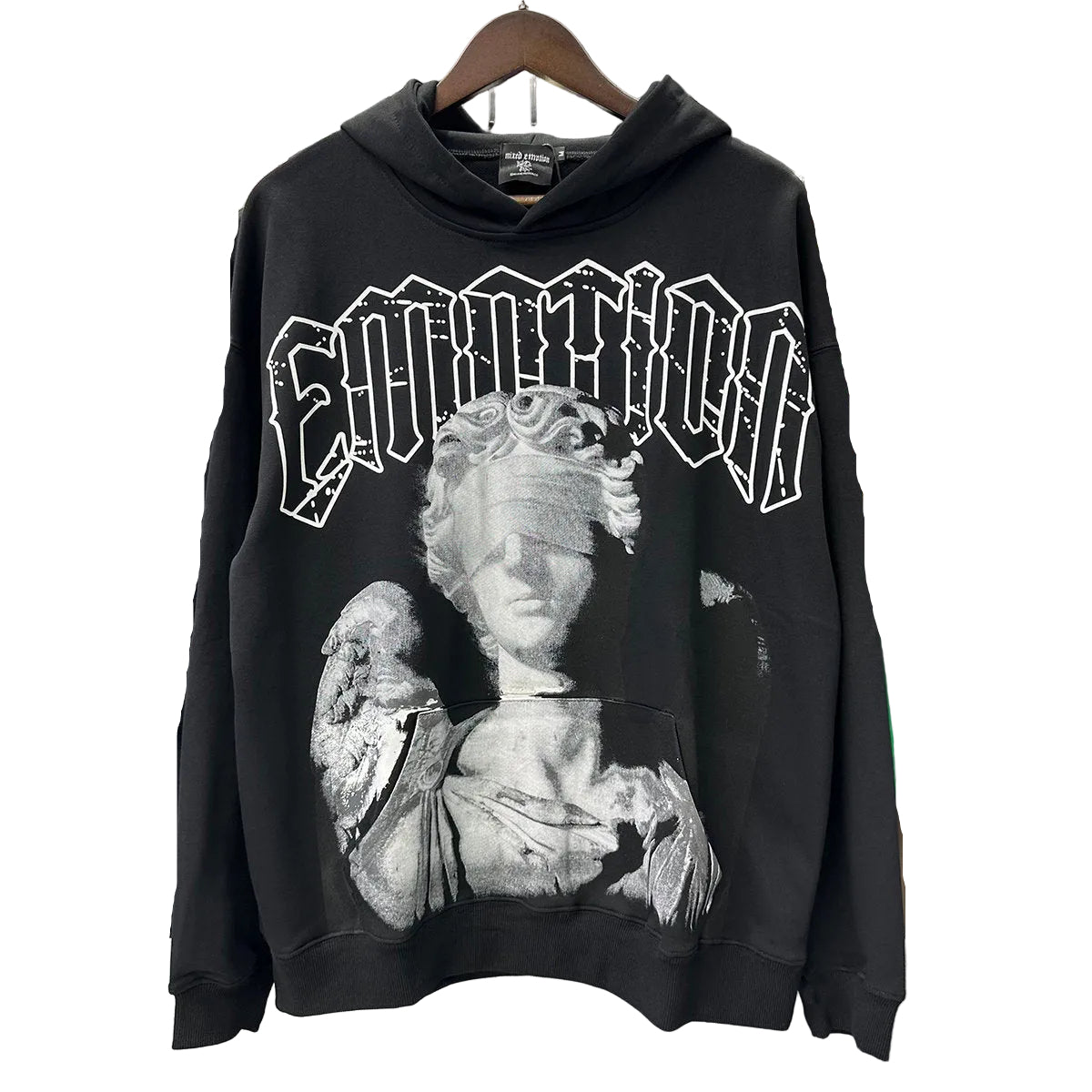 Mixed Emotion Statue‑Graphic Hoodie