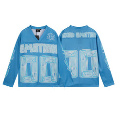 MIXED EMOTION 00 Graphic Mesh Long Sleeve Top