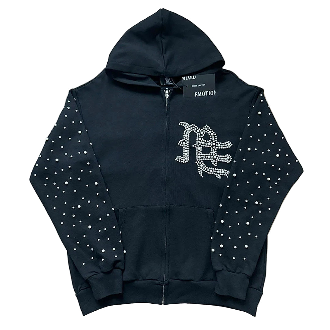 MIXED EMOTION Rhinestone Tracksuit Set