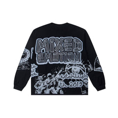 MIXED EMOTION Retro Punk Band Print Top