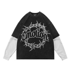 MIXED EMOTION Thorn‑Crown Fake Two‑Piece Top