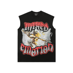 MIXED EMOTION Gradient Gothic Print Tank