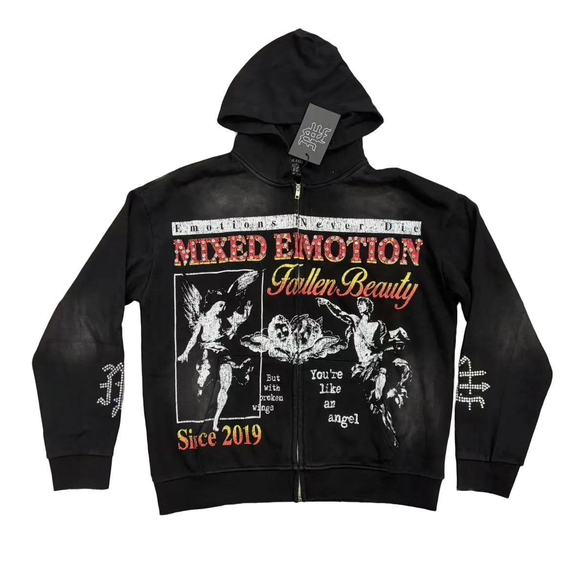 Mixed Emotion Fallen Beauty Zip‑Up Hoodie