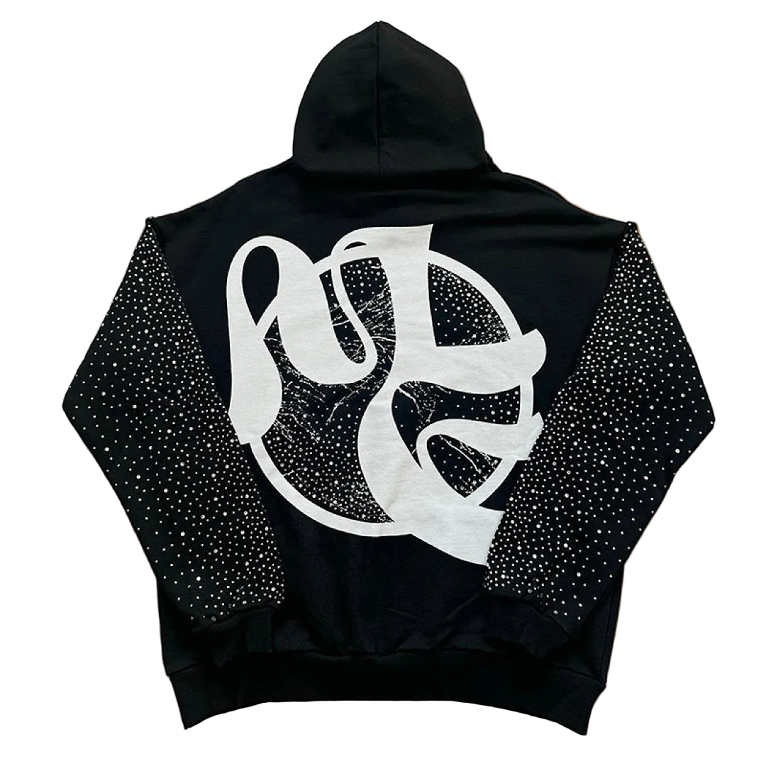 MIXED EMOTION Rhinestone‑Sleeve Angel Hoodie