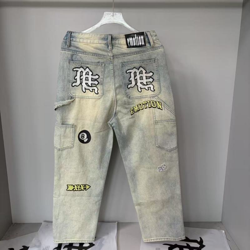 MIXED EMOTION Embroidered Patch Baggy Jeans