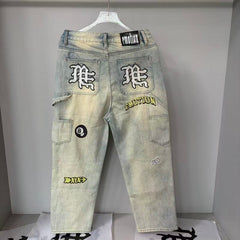 MIXED EMOTION Embroidered Patch Baggy Jeans