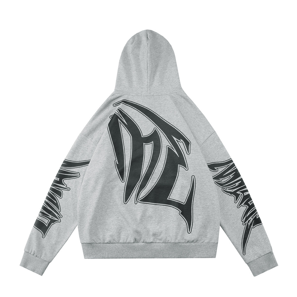 MIXED EMOTION Gothic Letter Zip‑Up Hoodie