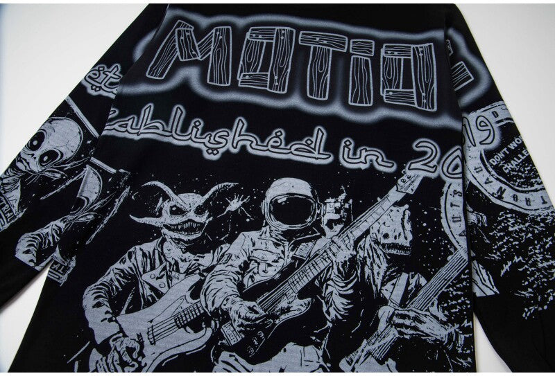 MIXED EMOTION Retro Punk Band Print Top