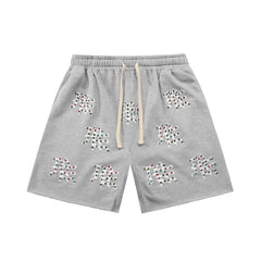 MIXED EMOTION Gothic Letter Rhinestone Shorts