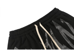 MIXED EMOTION Rhinestone Gothic Sweat Shorts