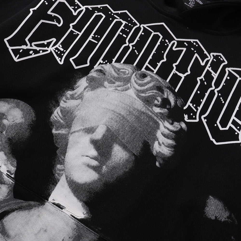 Mixed Emotion Statue‑Graphic Hoodie