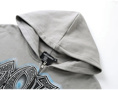 MIXED EMOTION Retro Print Zip Hoodie