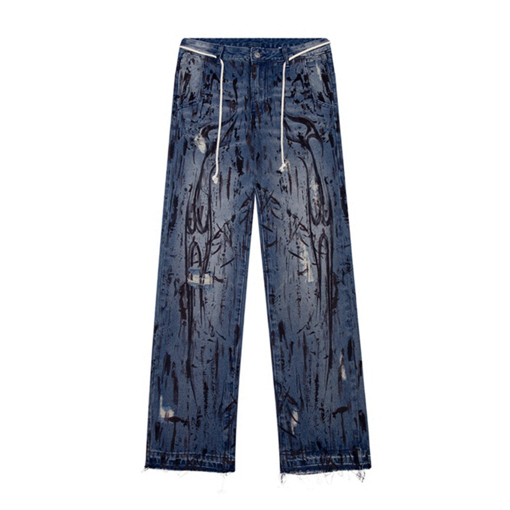 Hellstar Graffiti Print Baggy Jeans