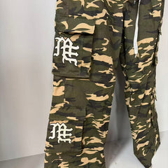 MIXED EMOTION Camo Gothic Logo Cargo Pants