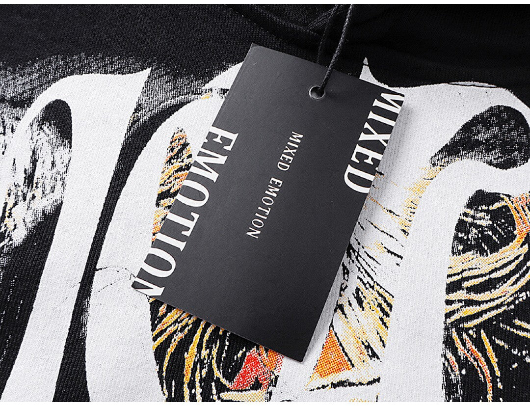 MIXED EMOTION Rhinestone‑Sleeve Angel Hoodie