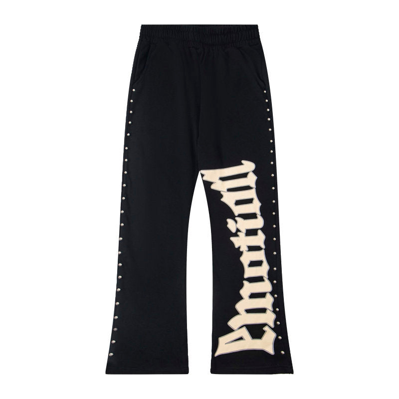 MIXED EMOTION Studded Flare Sweat Pants