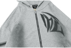 MIXED EMOTION Gothic Letter Zip‑Up Hoodie