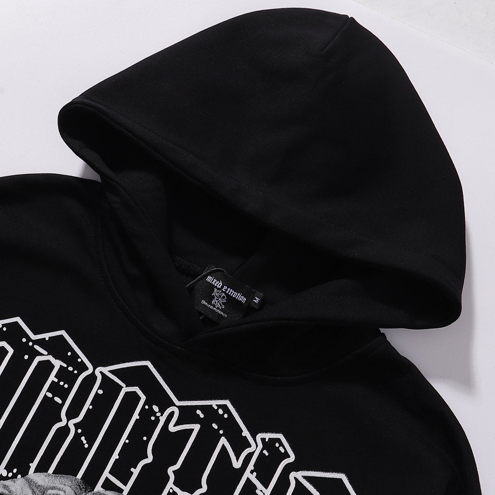 Mixed Emotion Statue‑Graphic Hoodie